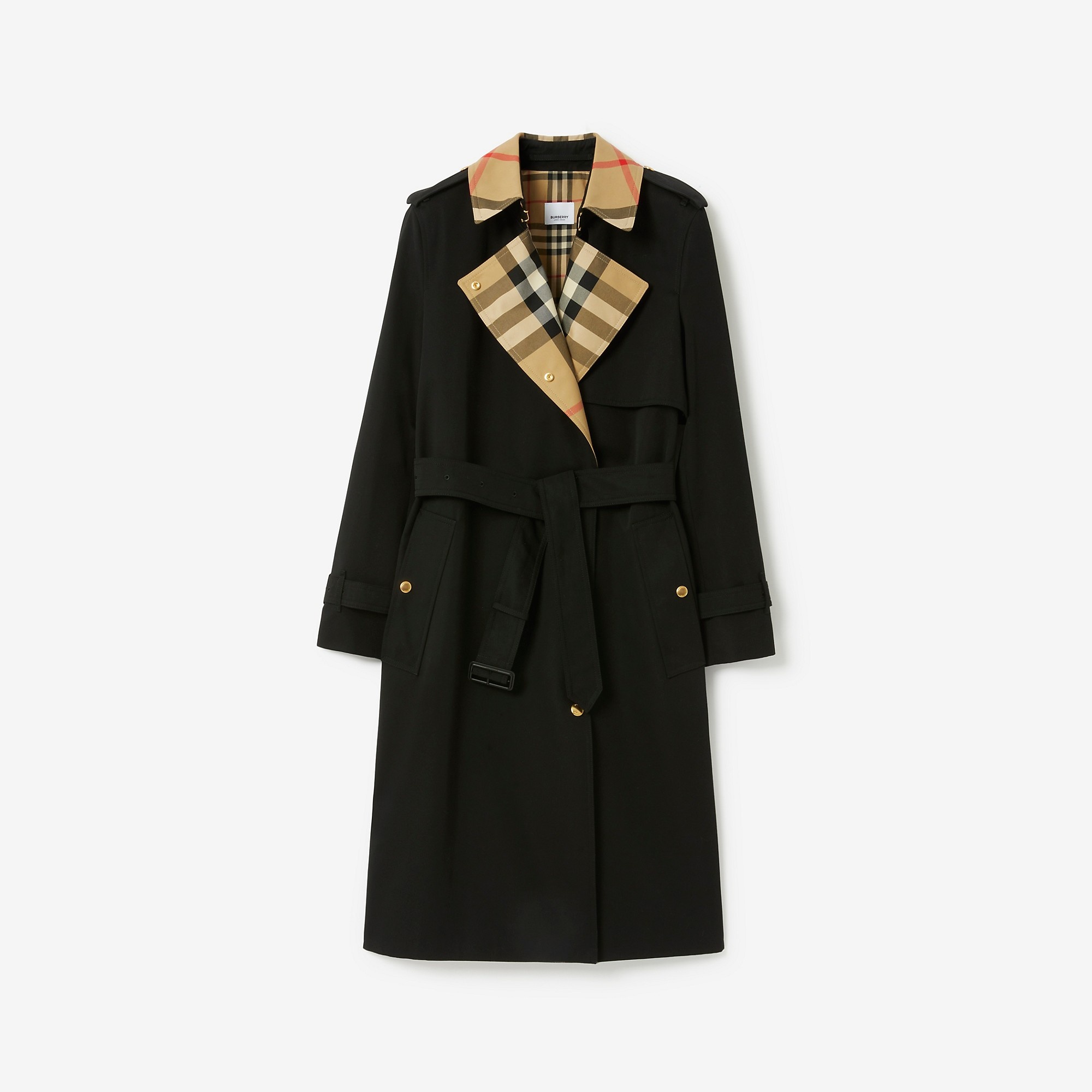 Check Panel Gabardine Trench Coat - 1