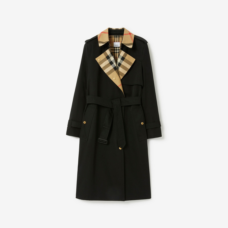 Check Panel Gabardine Trench Coat 1