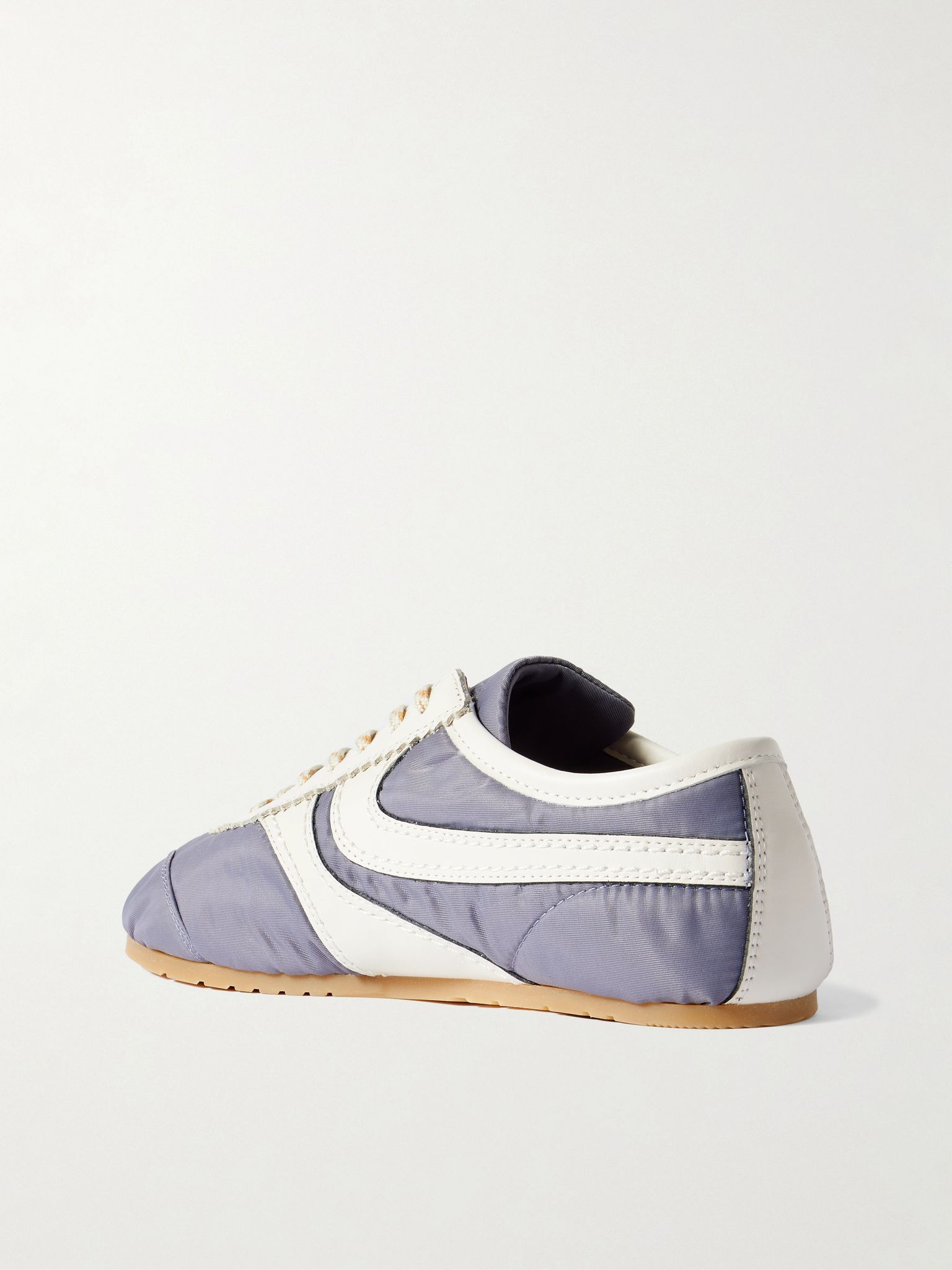 Leather-trimmed shell sneakers Light blue - 3