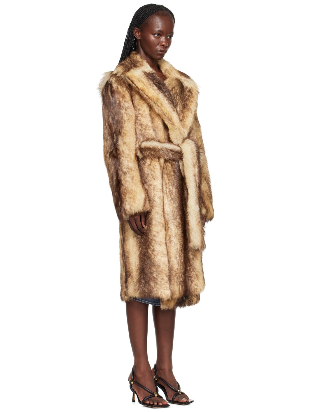 Beige Printed Faux-Fur Coat - 2