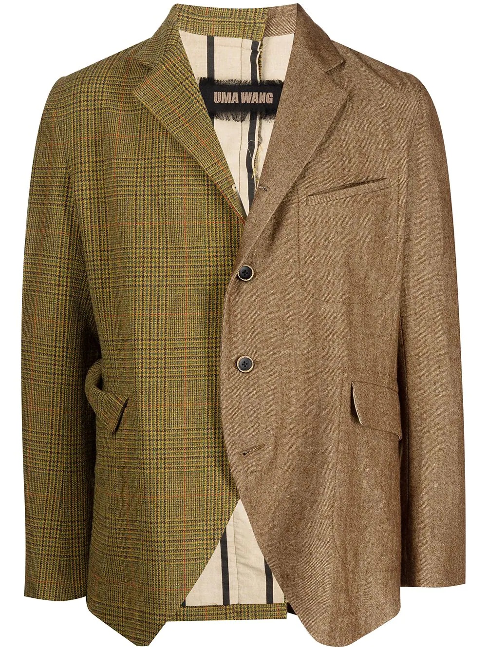 contrasting-panel wool blazer - 1