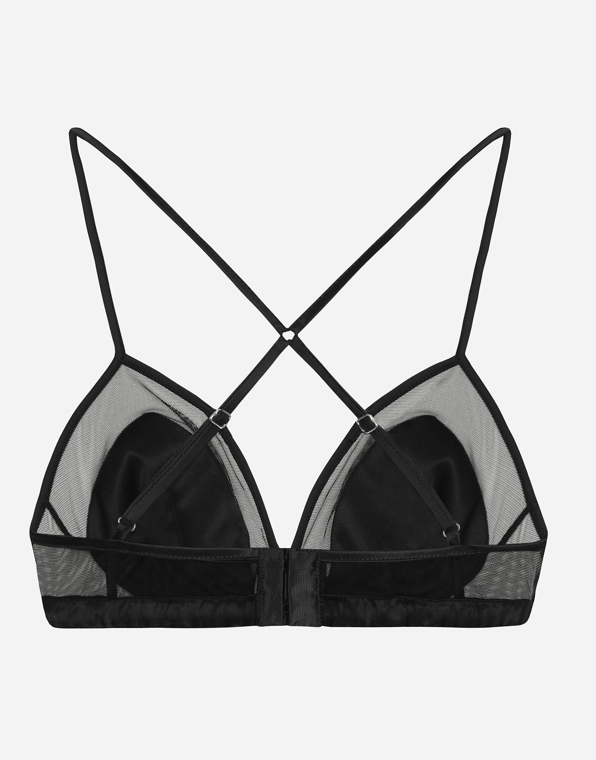 Satin and tulle soft-cup triangle bra - 2