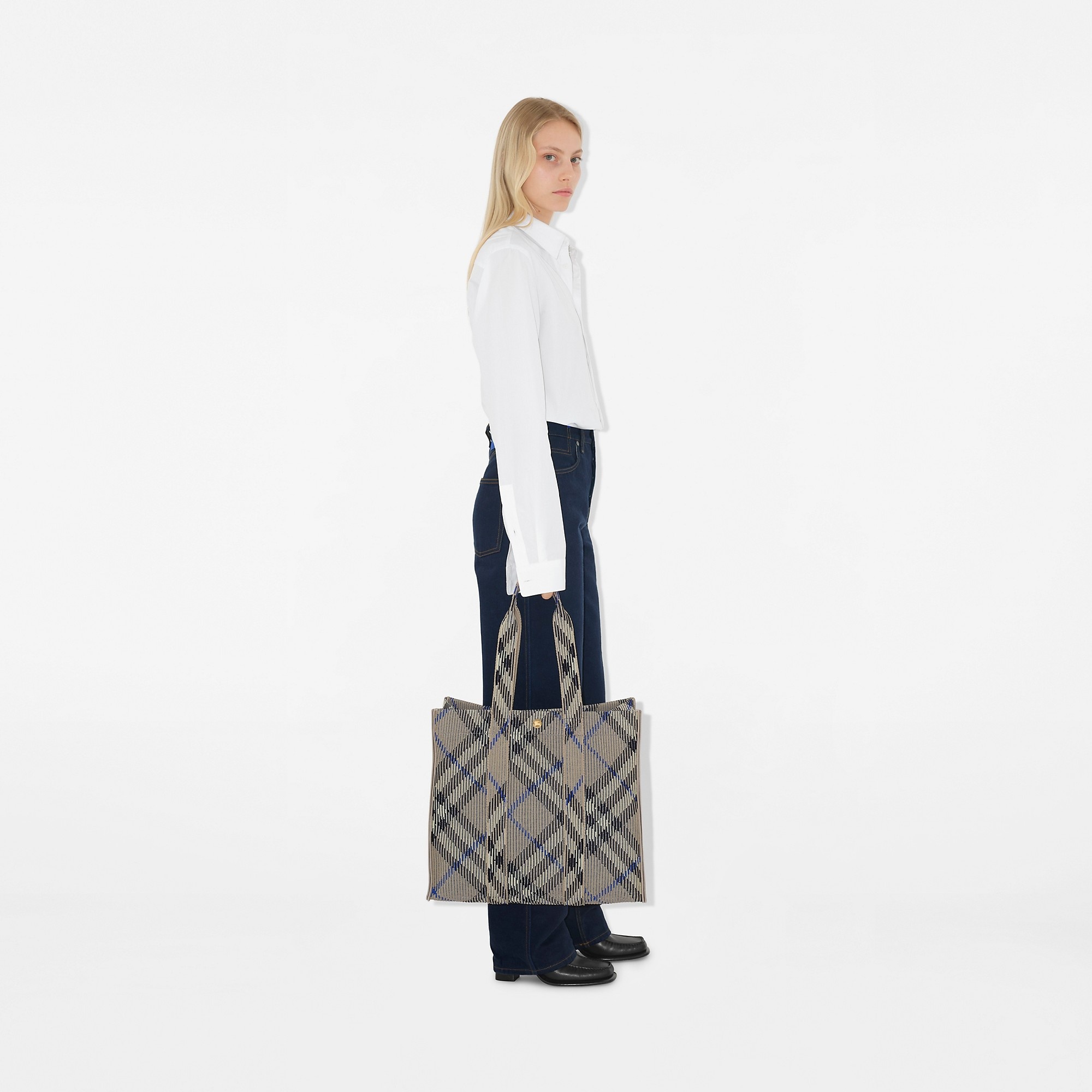 Medium Check Knitted Tote - 3