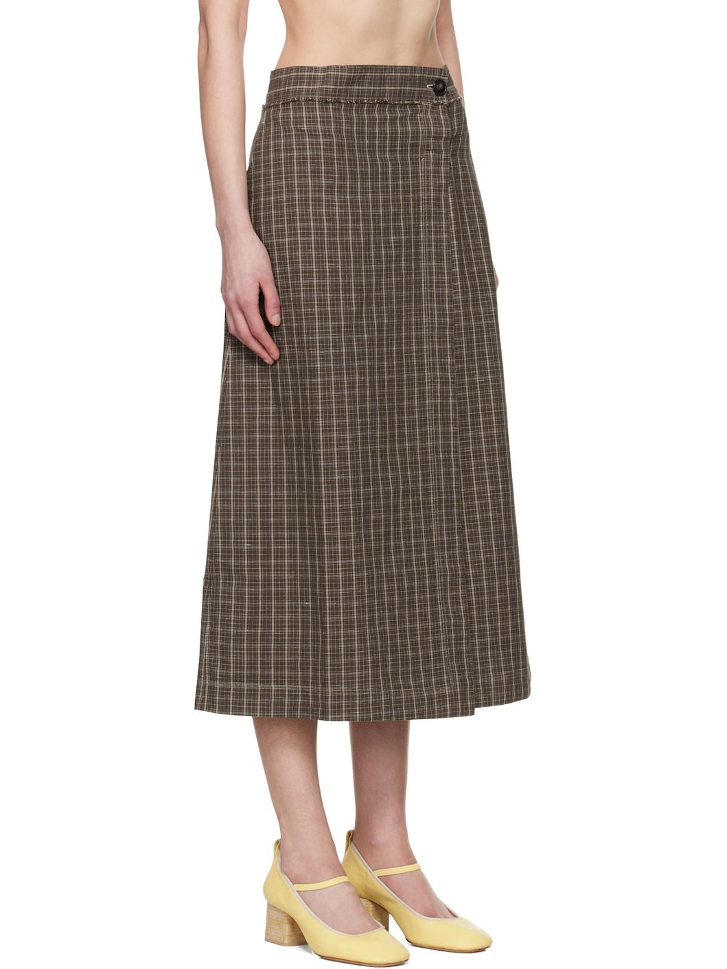 Brown Classic Wrap Midi Skirt - 2