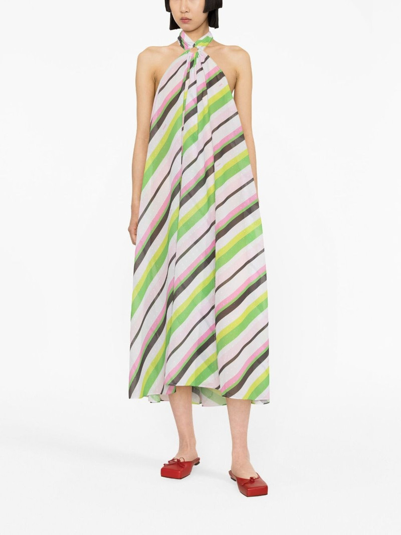 GANNI striped halterneck midi dress outlook