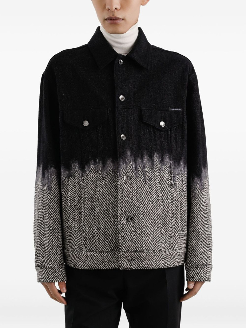 herringbone-pattern denim jacket 4