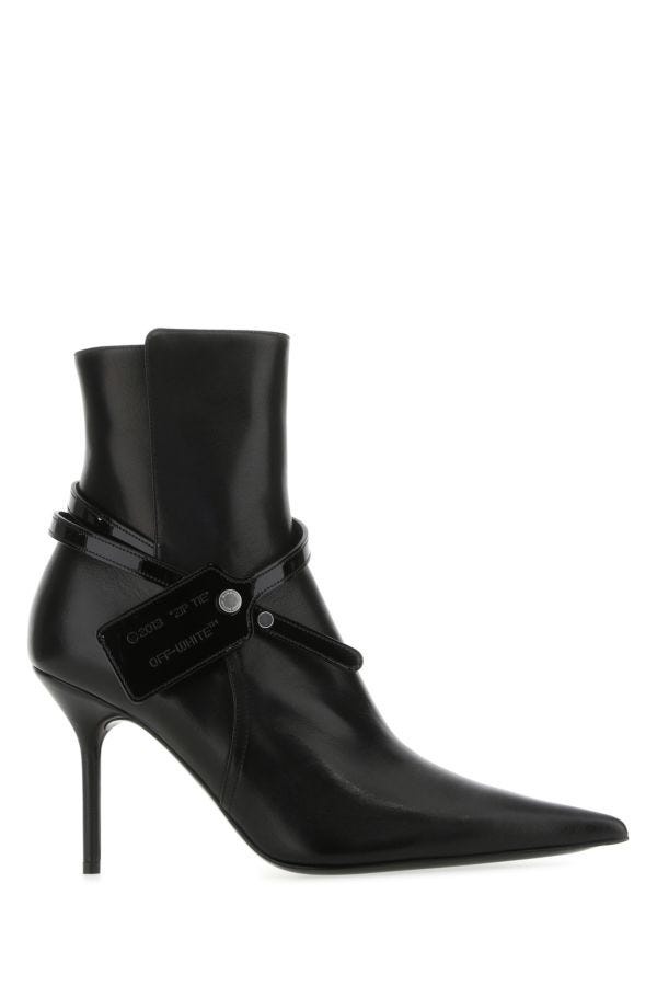 ロングブーツ OFF WHITE Black Leather Spring Ankle Boots Off-White™ sz39 Black Leather Zip Tie Tag Ziptie Bootie