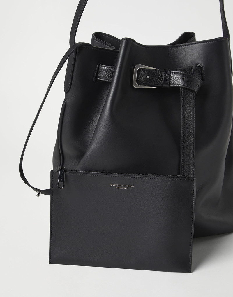 Calfskin soft bag with belt detail 5