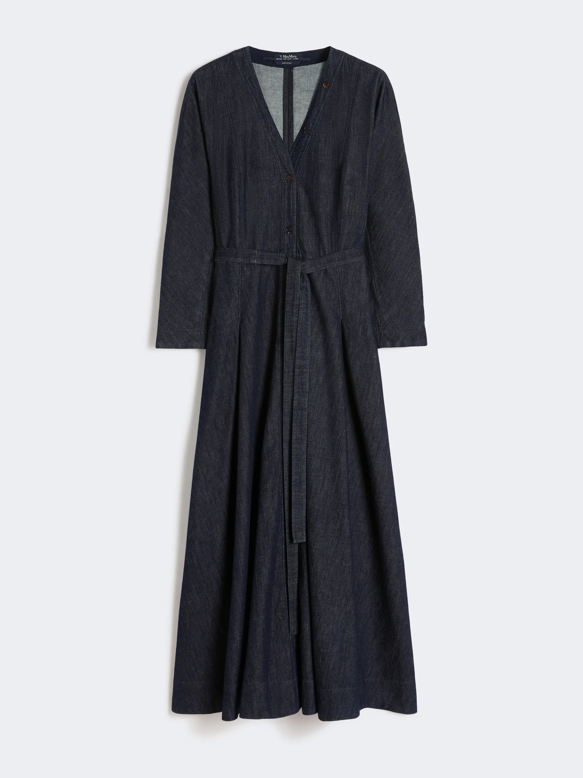 AMBRA Cotton denim dress with belt - ULTRAMARINE - 1