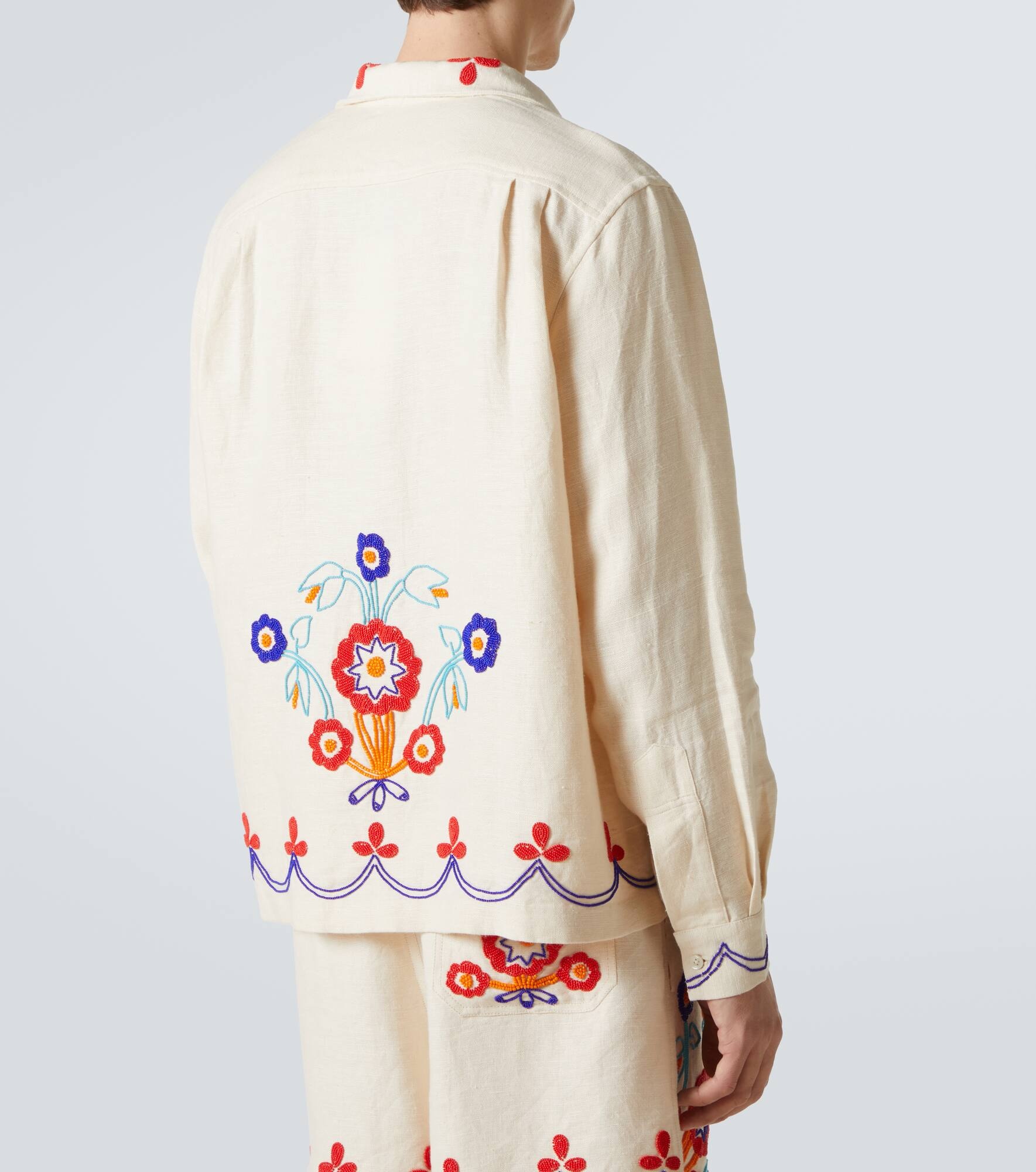 Garden Party beaded linen shirt - 4