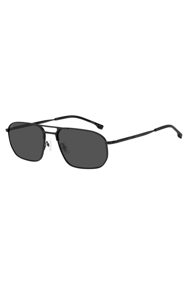 DOUBLE-BRIDGE SUNGLASSES IN BLACK STEEL WITH TUBULAR TEMPLES - 1
