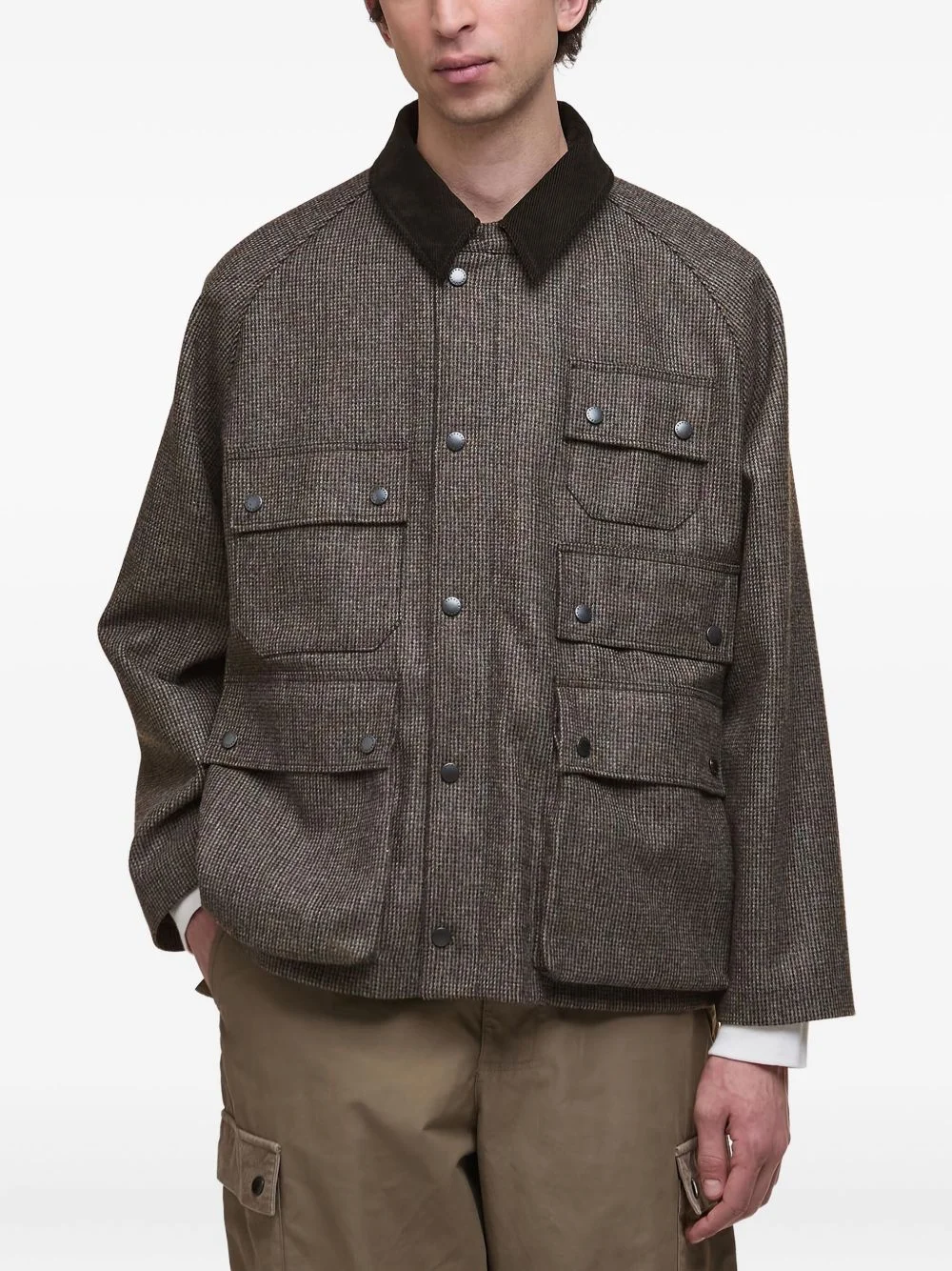 corduroy-collar multi-pocket jacket - 1