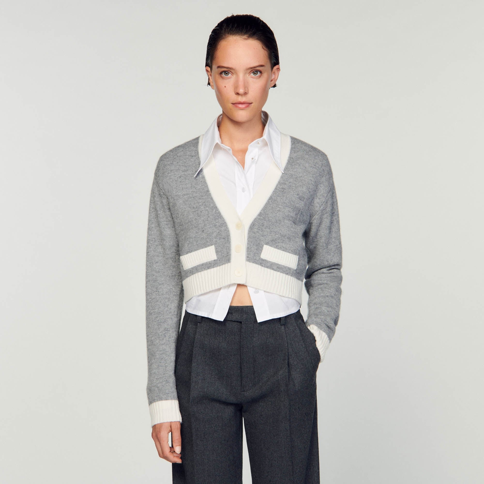 CROPPED KNITTED CARDIGAN - 5