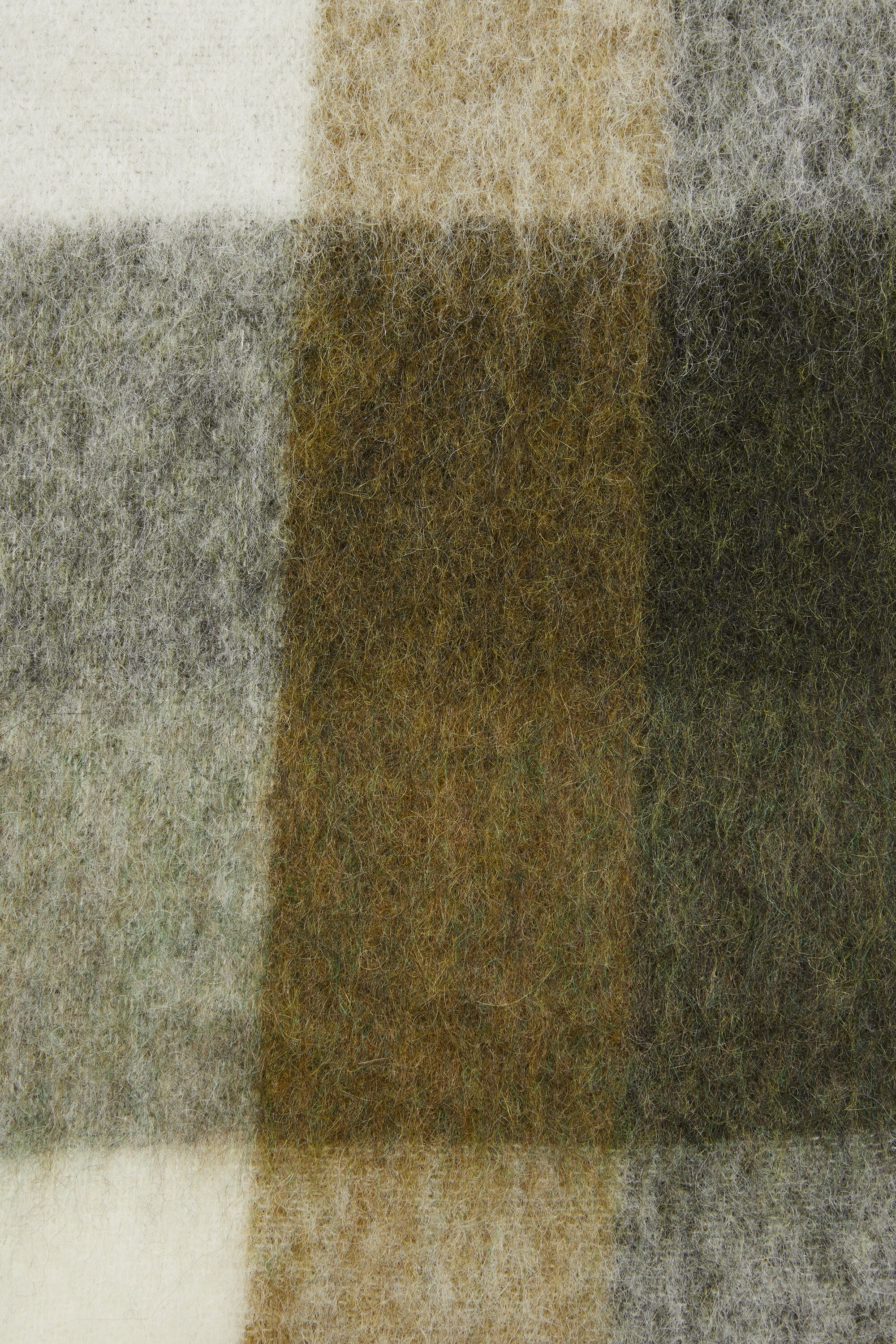 Mohair checked scarf - Taupe/Green/Black - 5
