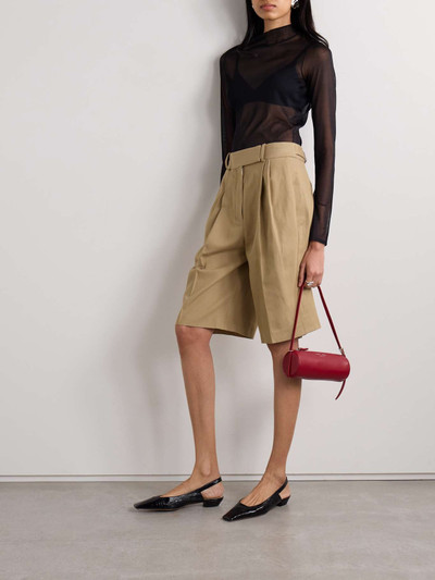 Proenza Schouler Jenny pleated cotton and linen-blend twill shorts outlook