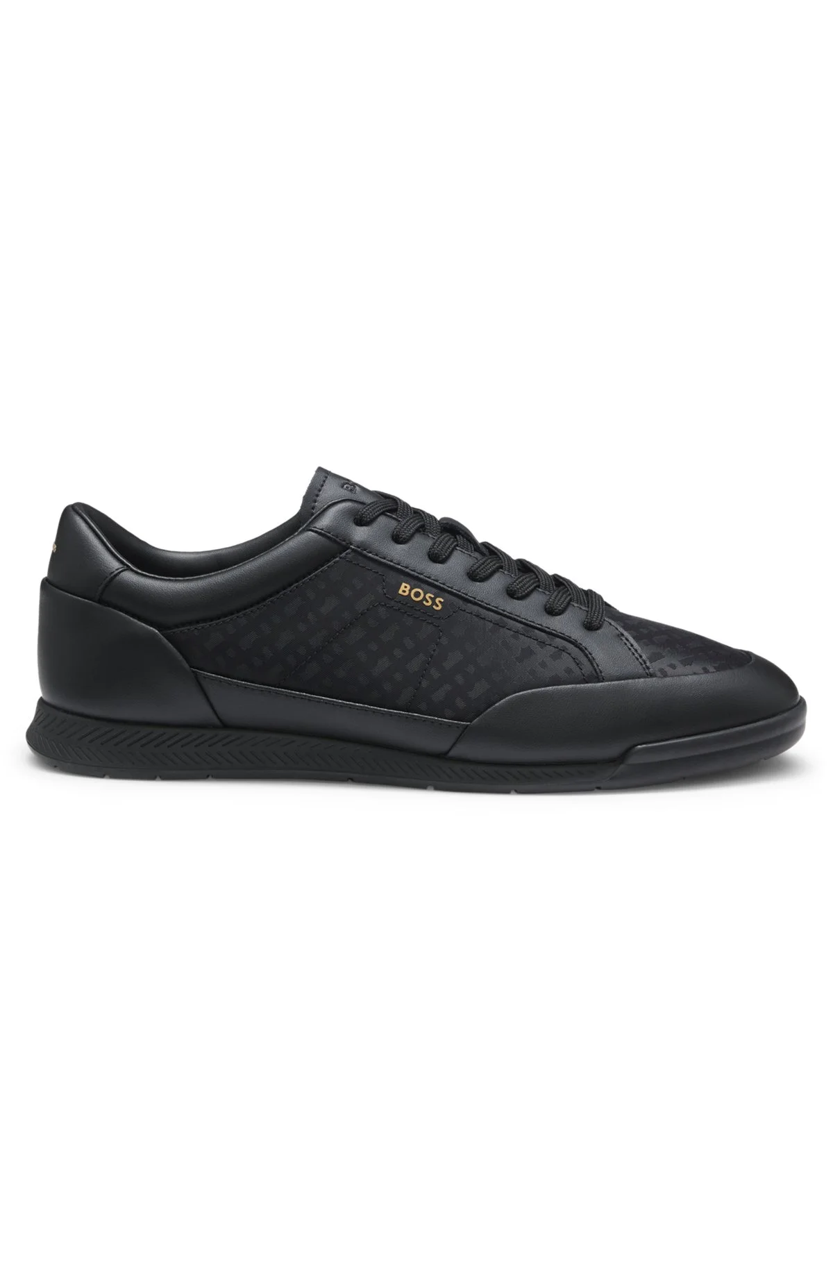 LEATHER SNEAKERS WITH MONOGRAM PANELING - 1