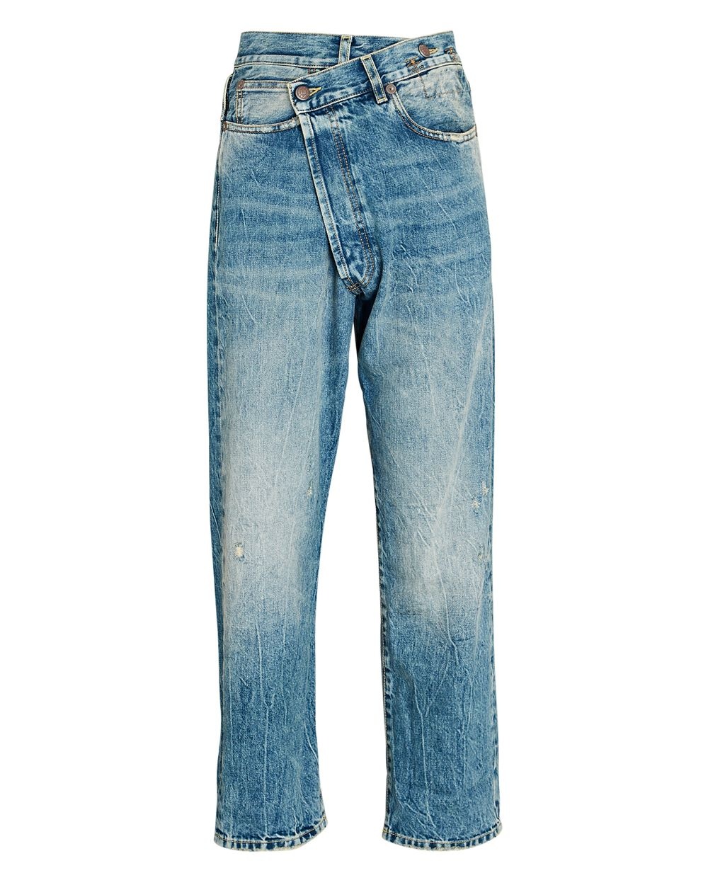 Crossover Distressed Straight-Leg Jeans - 1