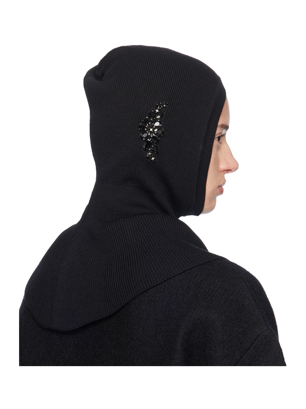 Black Embellished Pointed Balaclava - 3