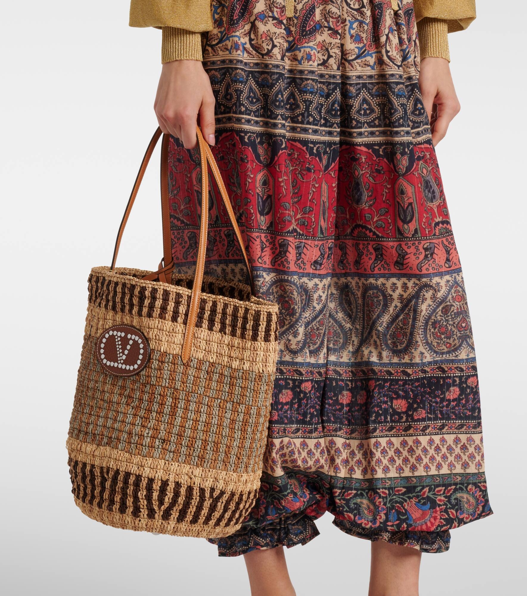 VLogo Signature Large raffia tote bag - 7