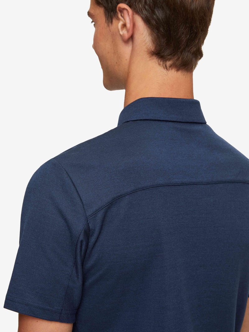 Men's Polo Shirt Ramsay 2 Pique Cotton Tencel Navy - 7