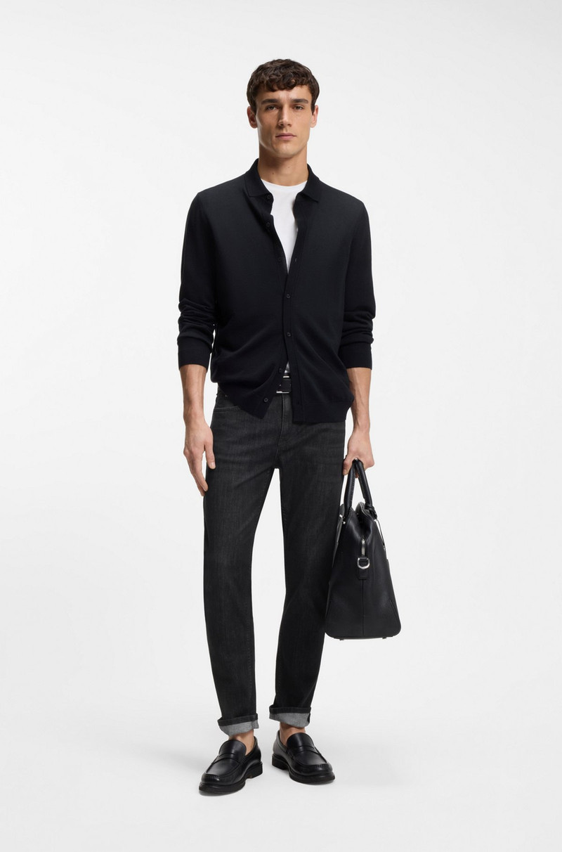 BOSS DELAWARE GREY SLIM-FIT JEANS IN WRINKLE-RESISTANT DENIM outlook