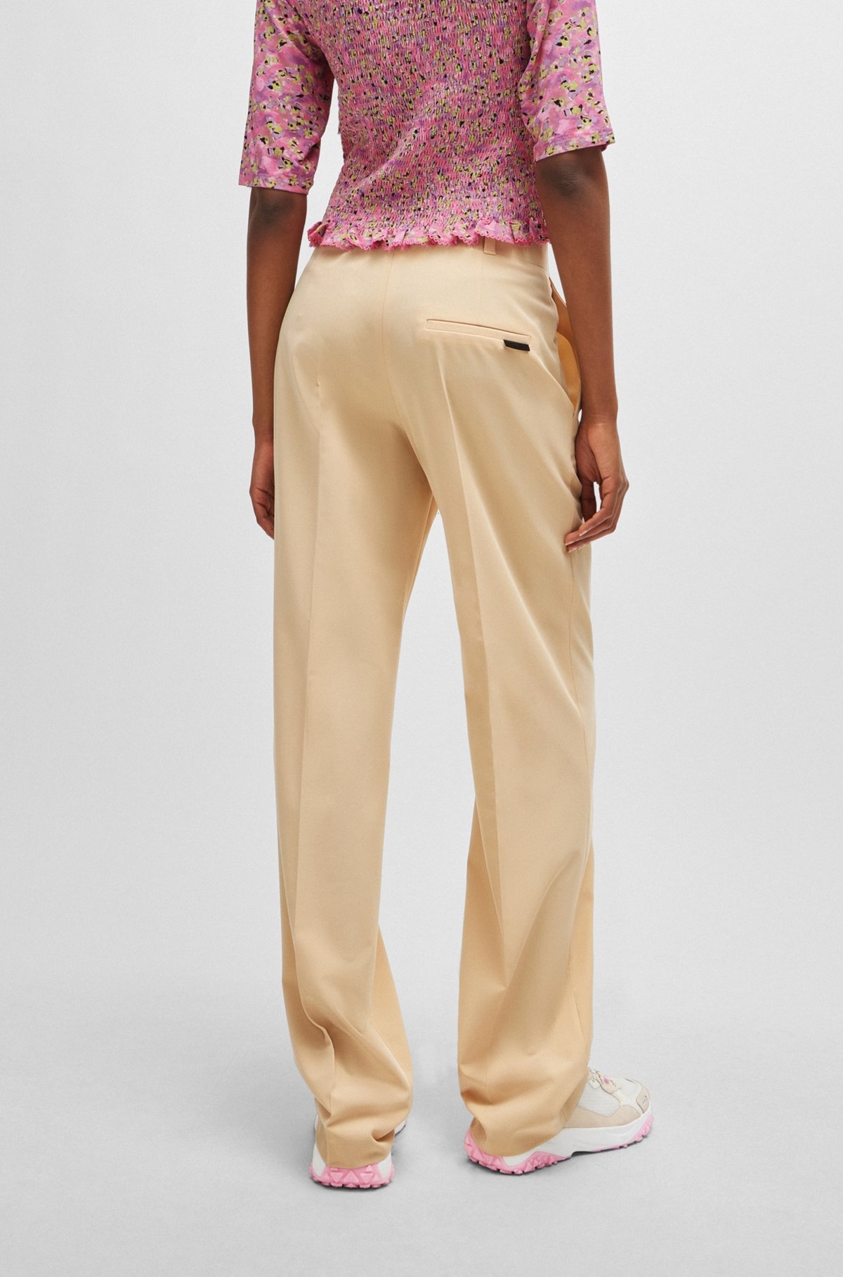REGULAR-FIT TROUSERS IN STRETCH FABRIC WITH WIDE LEG - 4