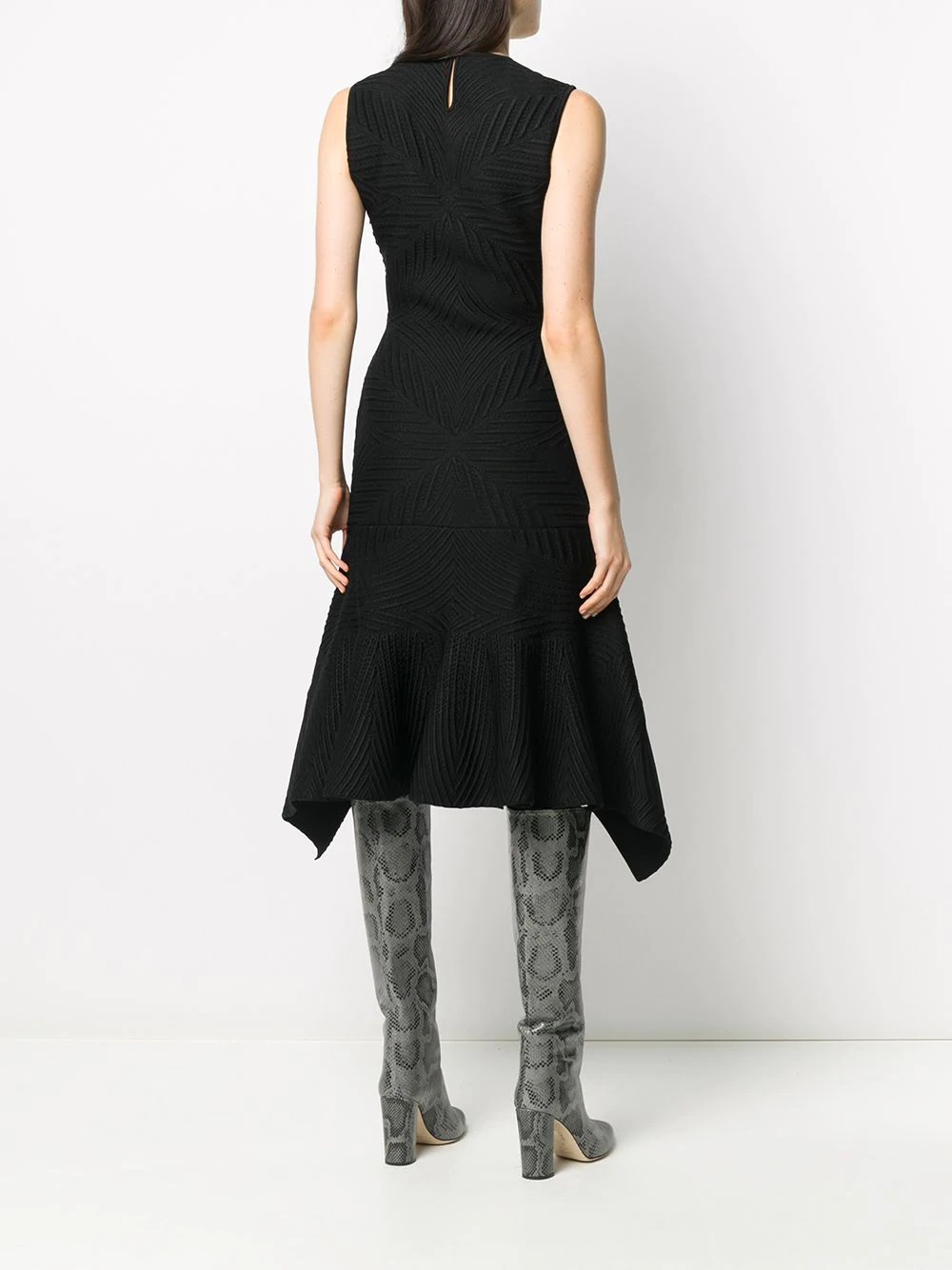 sleeveless brocade knit dress - 4