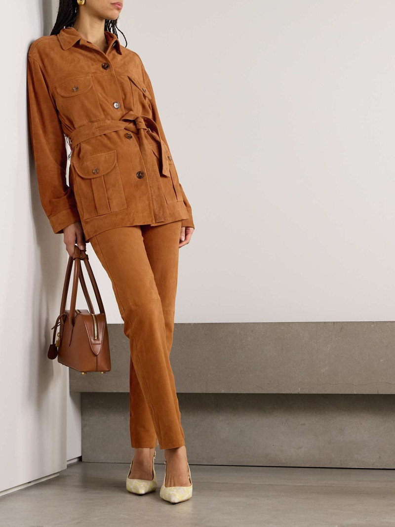 BLAZÉ MILANO Viva belted suede jacket Tan outlook