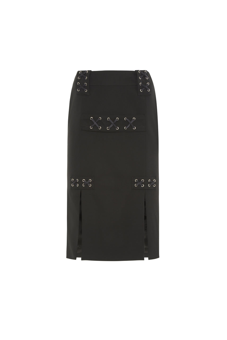 STRETCH WOOL MIDI SKIRT WITH EMBELLISHMENT - 1