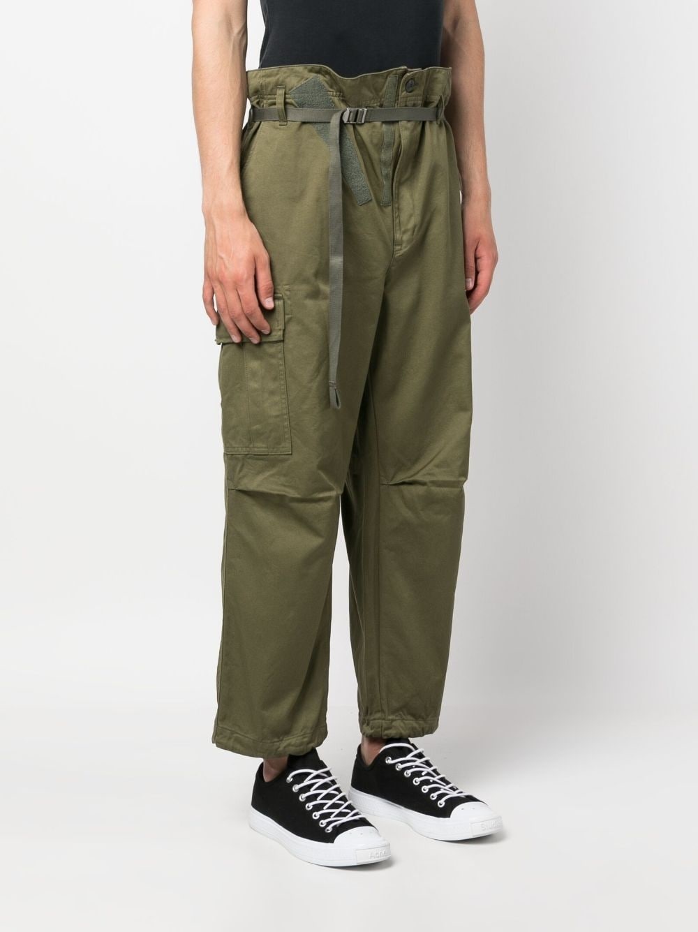 belted tapered-leg cargo trousers - 3