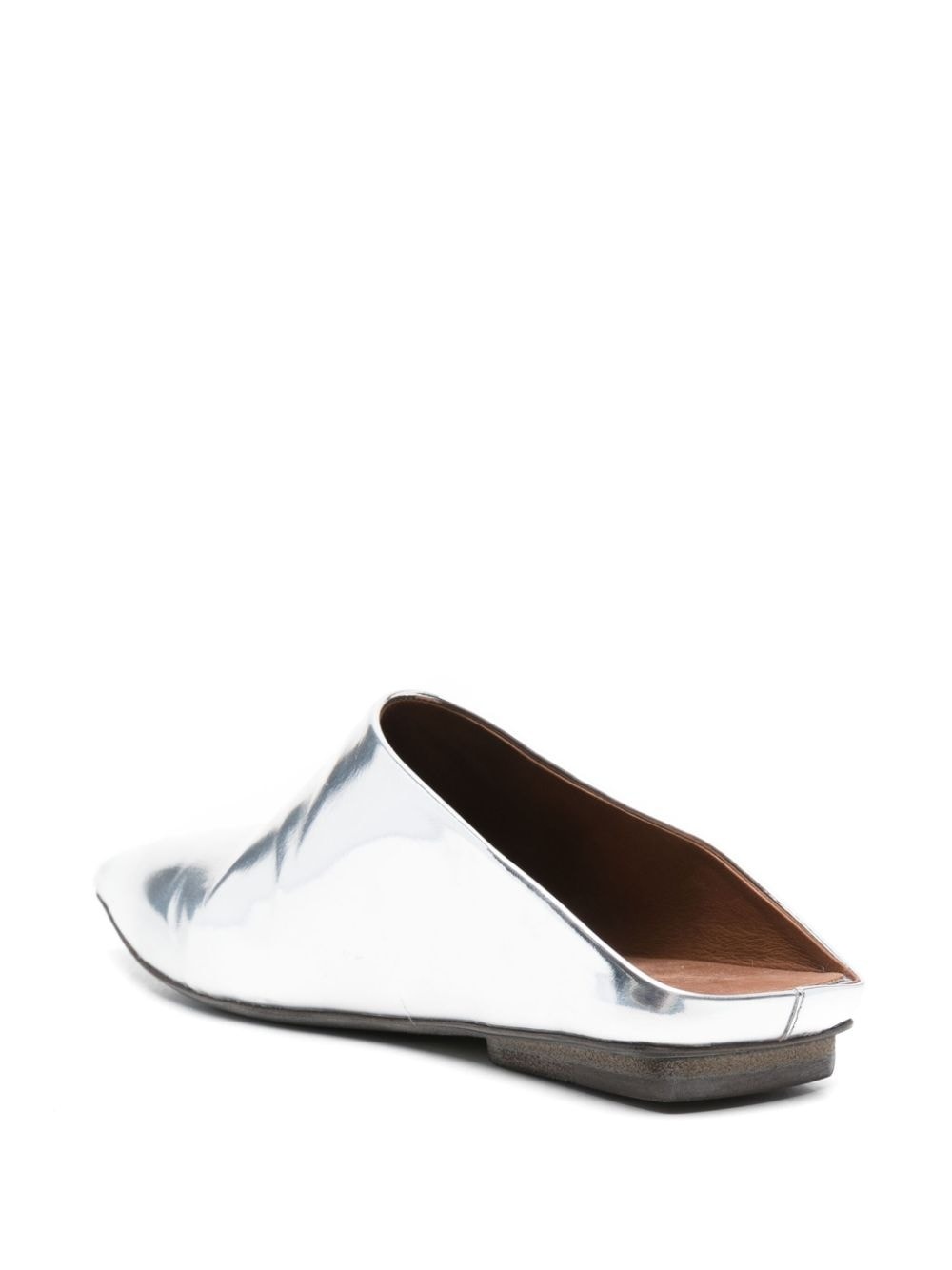 pointed-toe flat leather mules - 3