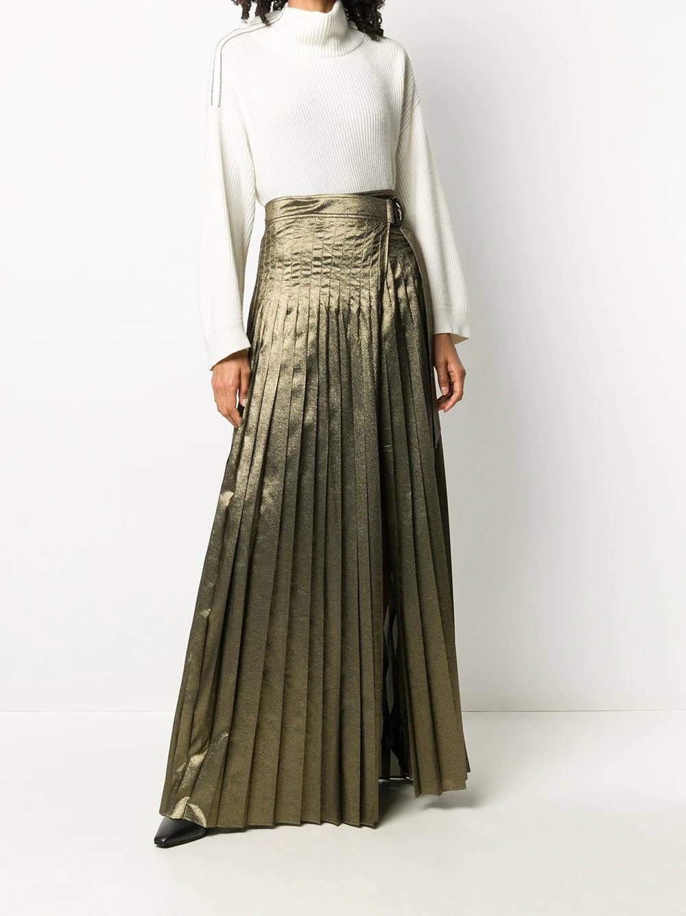 belted long pleated skirt - 2