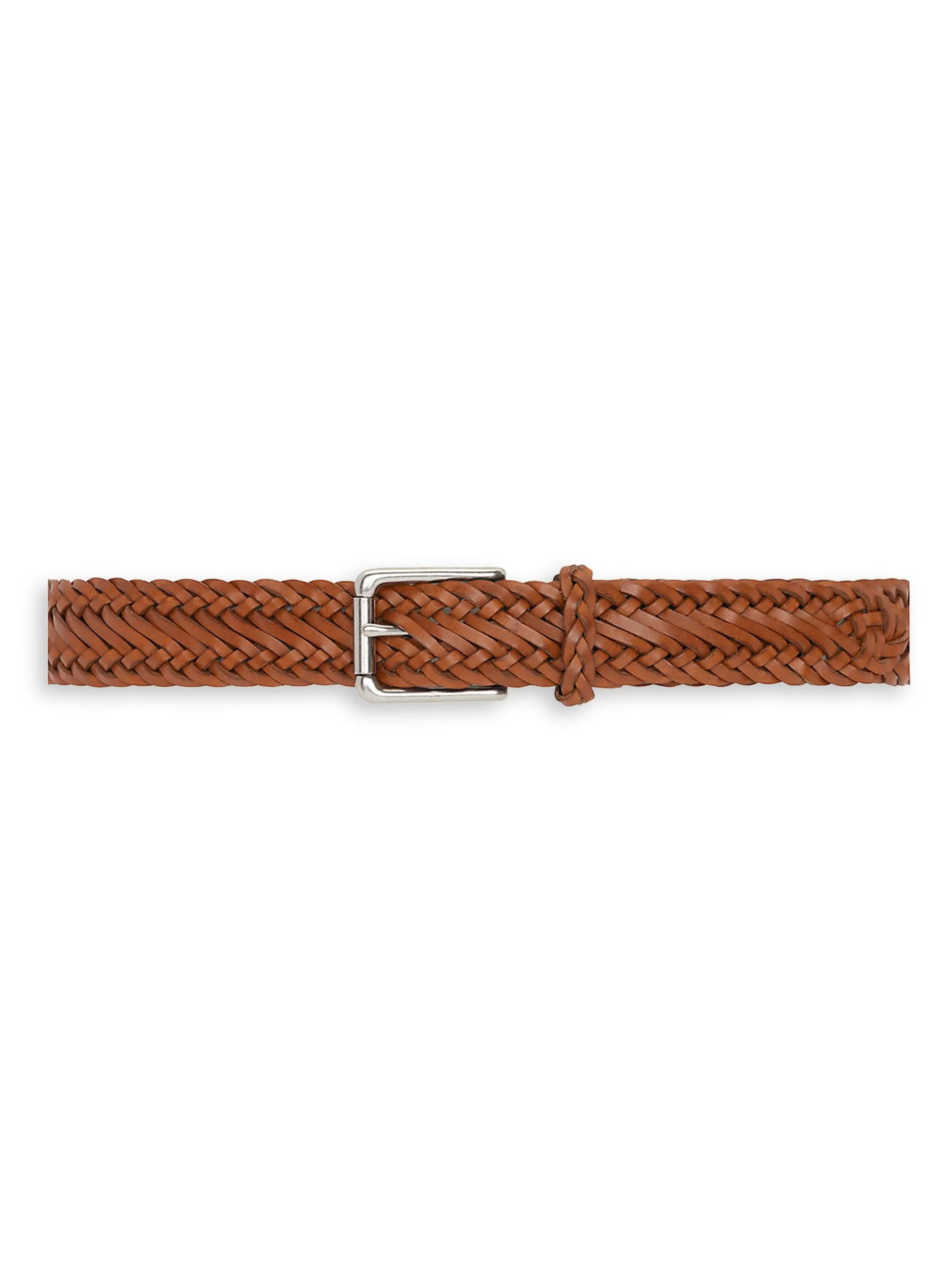 Men's Woven Leather Belt - Rl Brown - 1