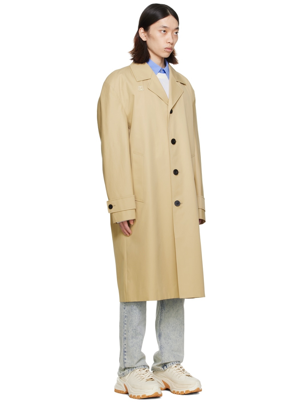 Beige Single Trench Coat - 2