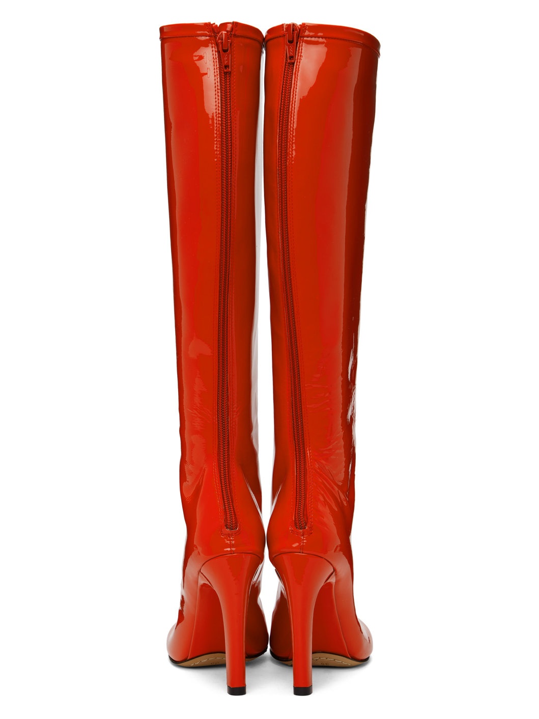 Red Lace-Up Tall Boots - 2