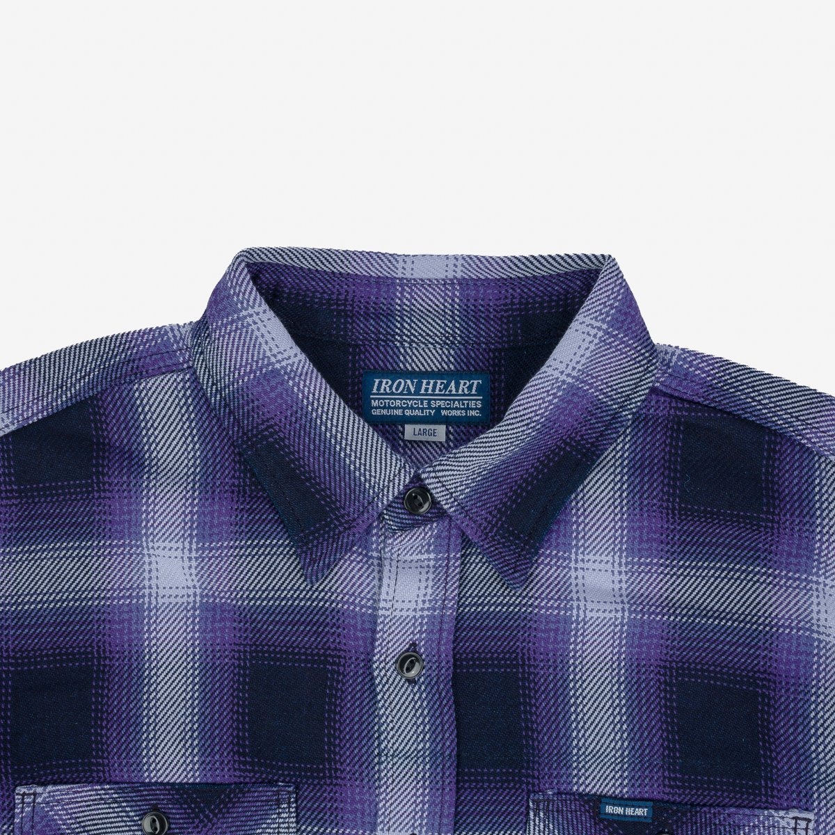 IHWF-001 9oz Selvedge Ombré Check Work Shirt - Purple - 7