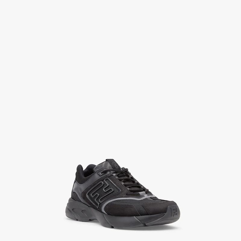 FENDI Black nubuck leather low-tops outlook