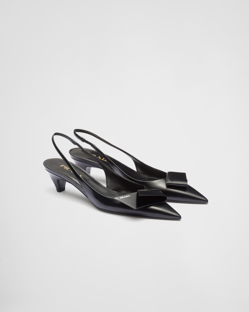 Brushed leather slingback pumps 1