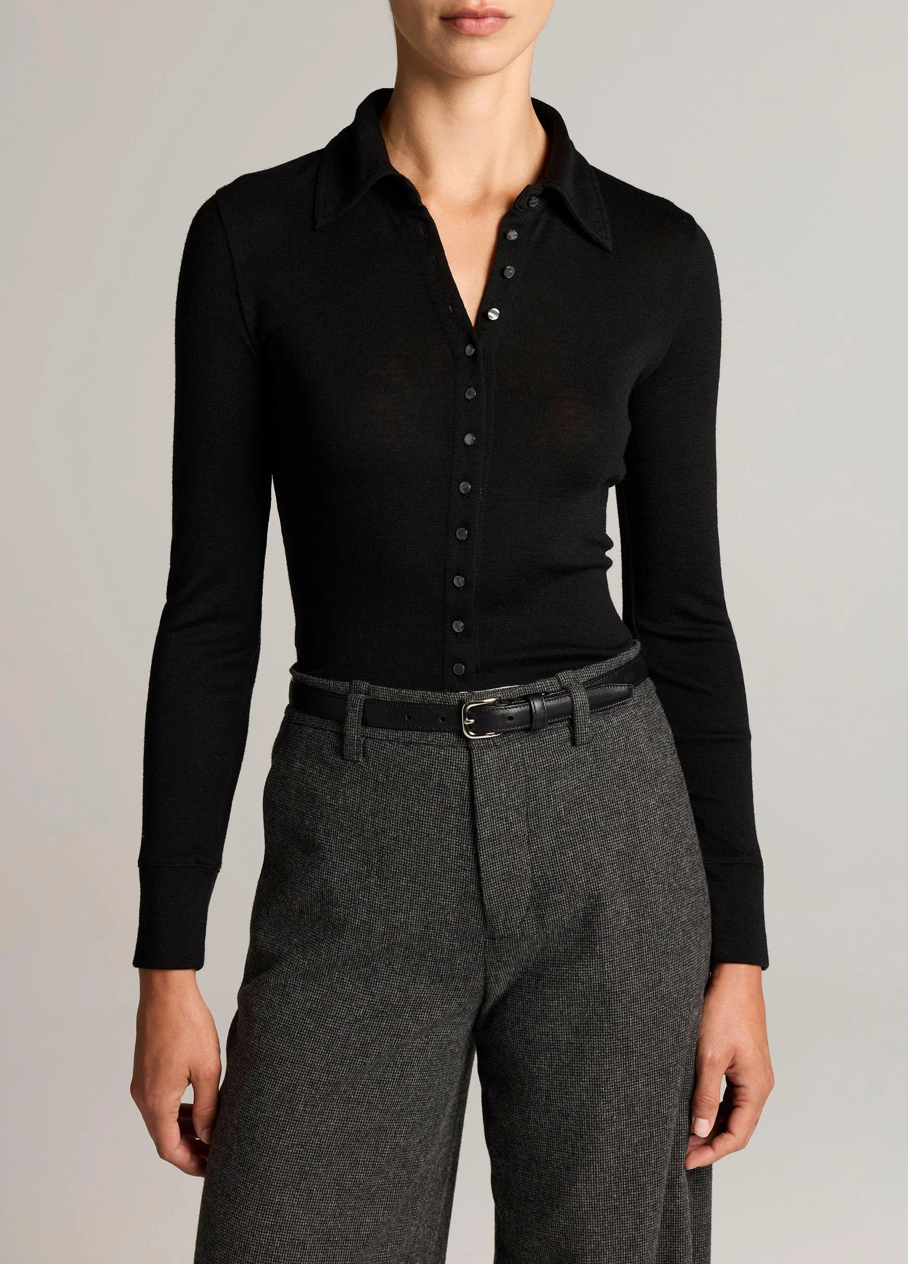 Multi-Button Collared Cardigan Top - 1