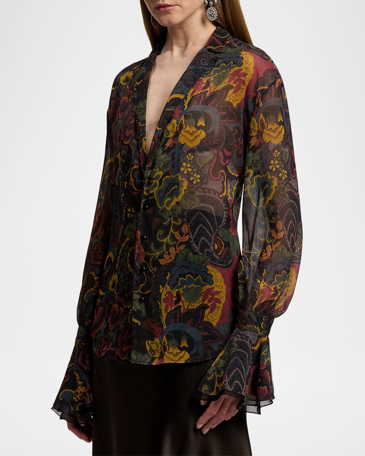 Jolie Ruffle Crinkle Chiffon Blouse - 6