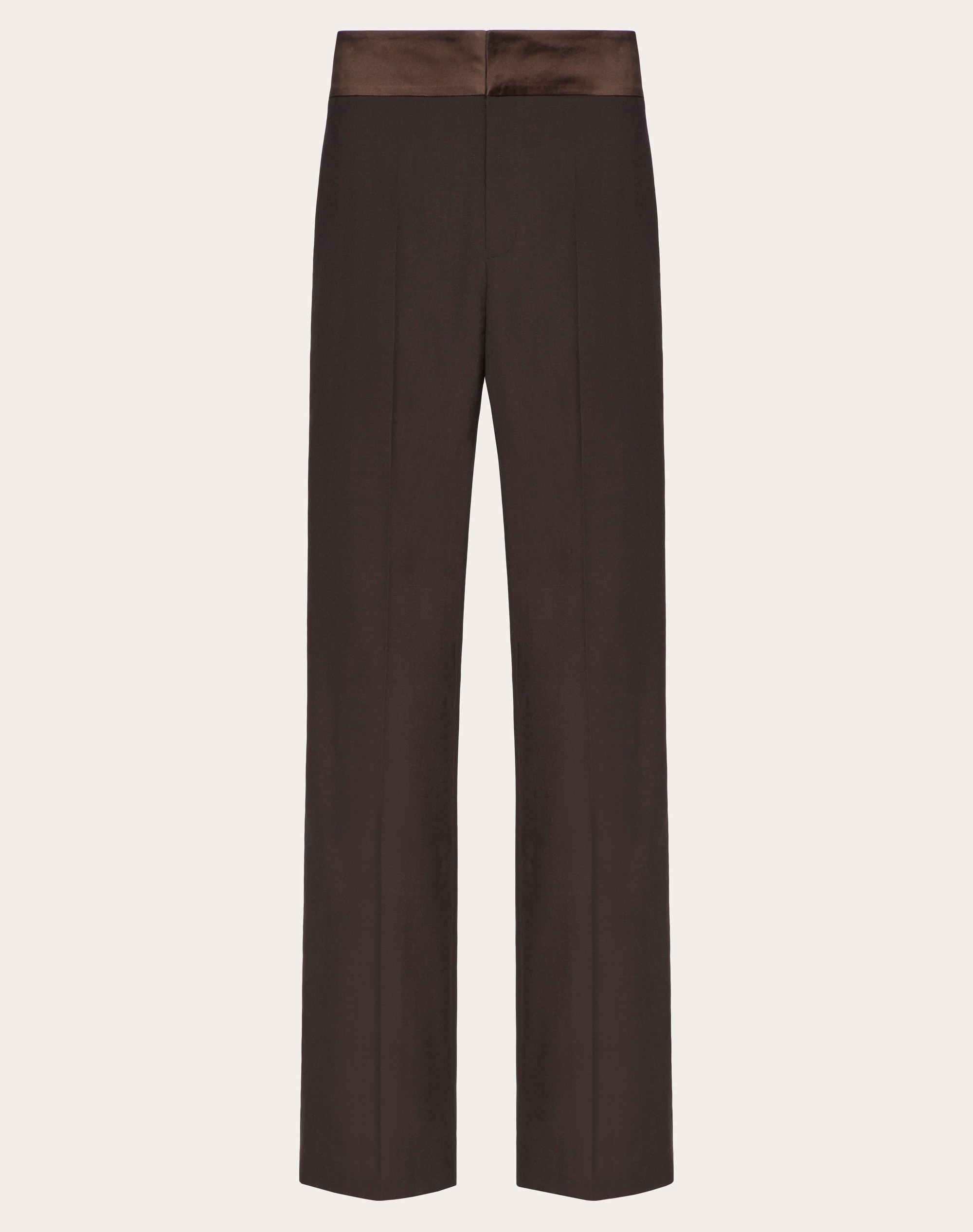 WOOL PANTS WITH BELT AND SATIN SIDE BANDS - 1