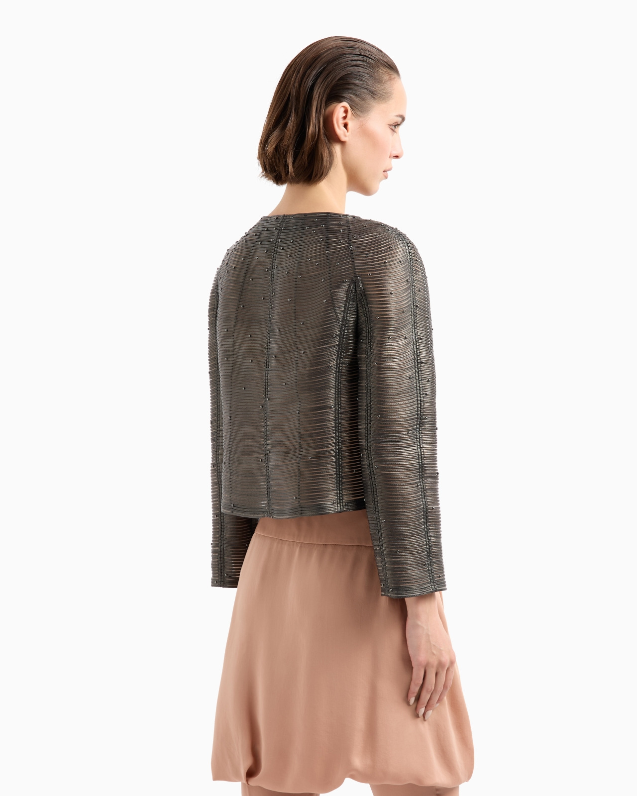 PEARLISED NAPPA LEATHER JACKET WITH APPLIED STUDS - 3