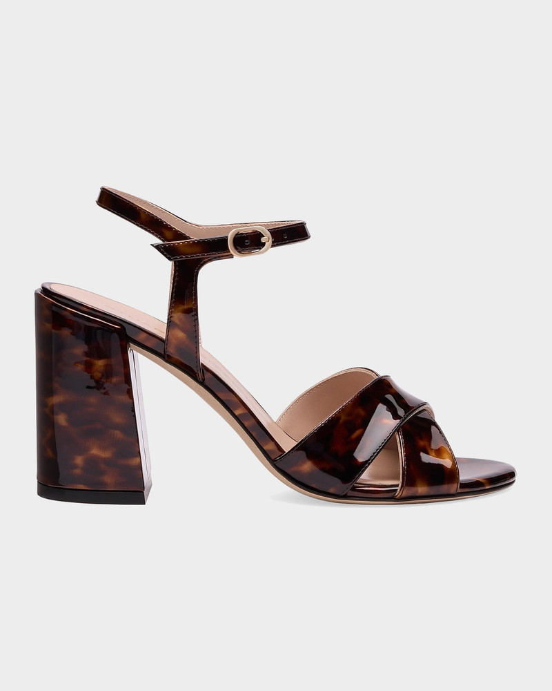 Alyssa 85mm Printed Patent Leather Block-Heel Sandals 1