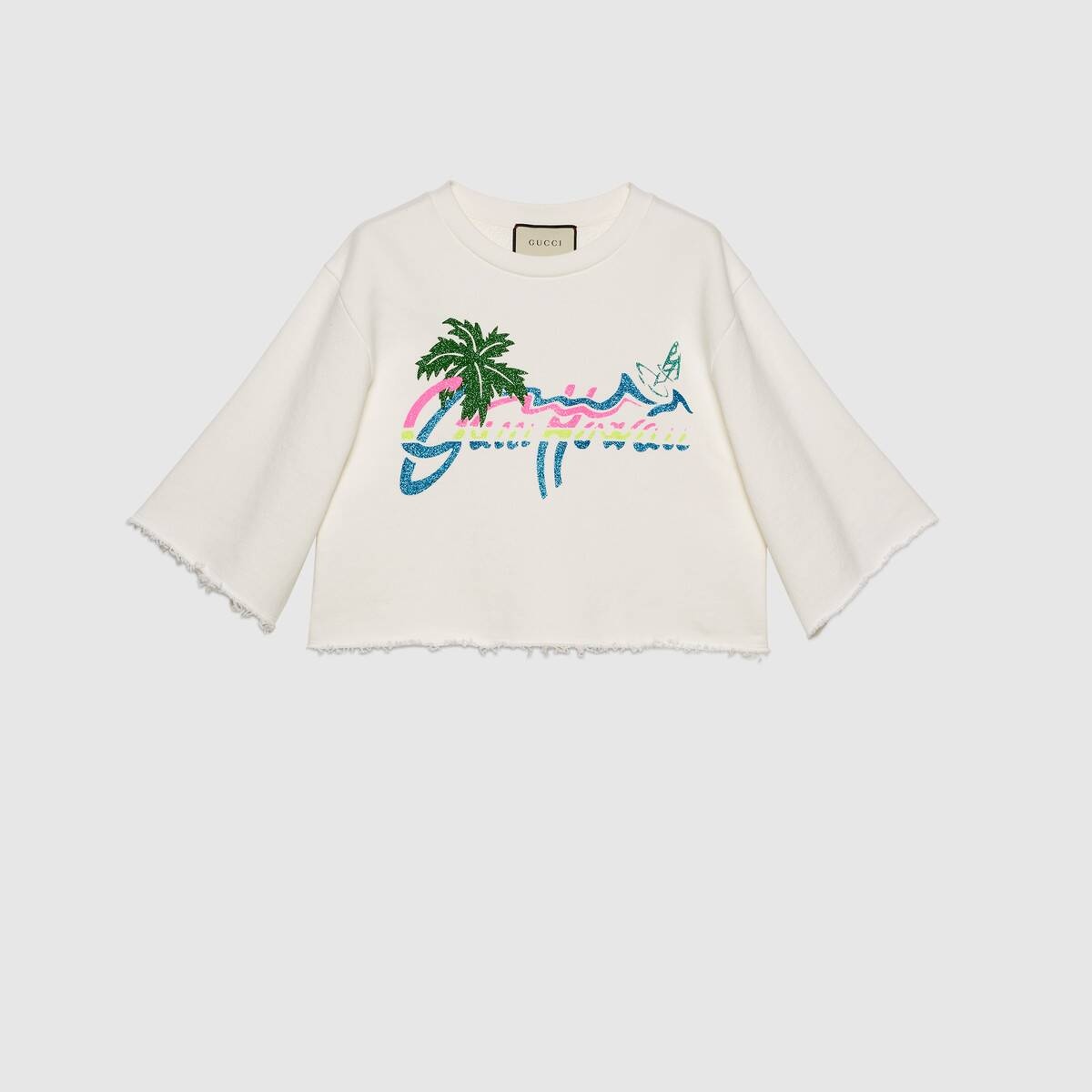 "Gucci Hawaii" print cropped sweatshirt - 1