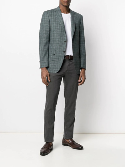 Canali fine-check single-breasted blazer outlook