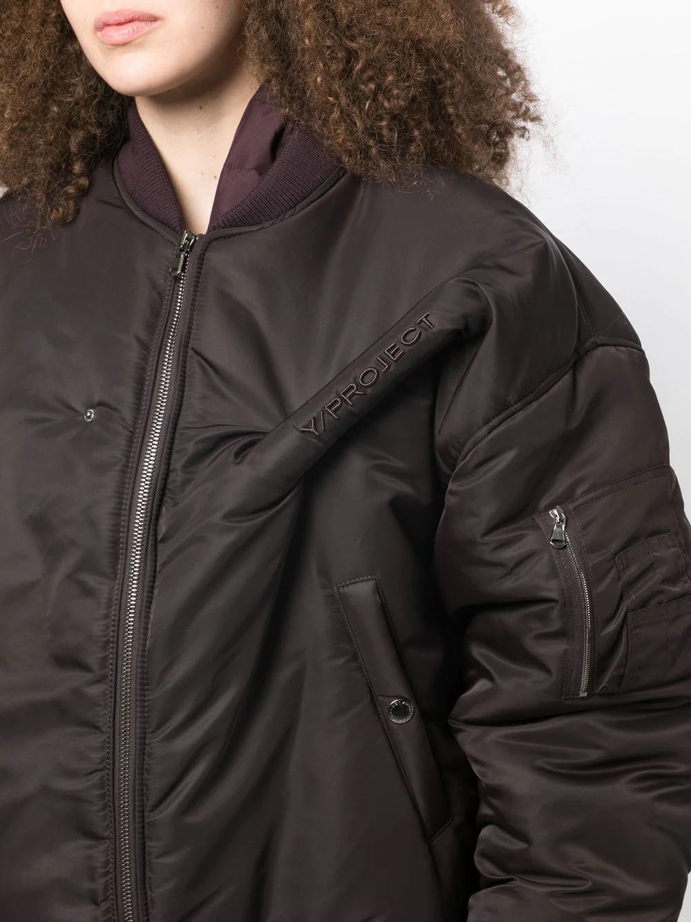 embroidered-logo pinched bomber jacket - 5