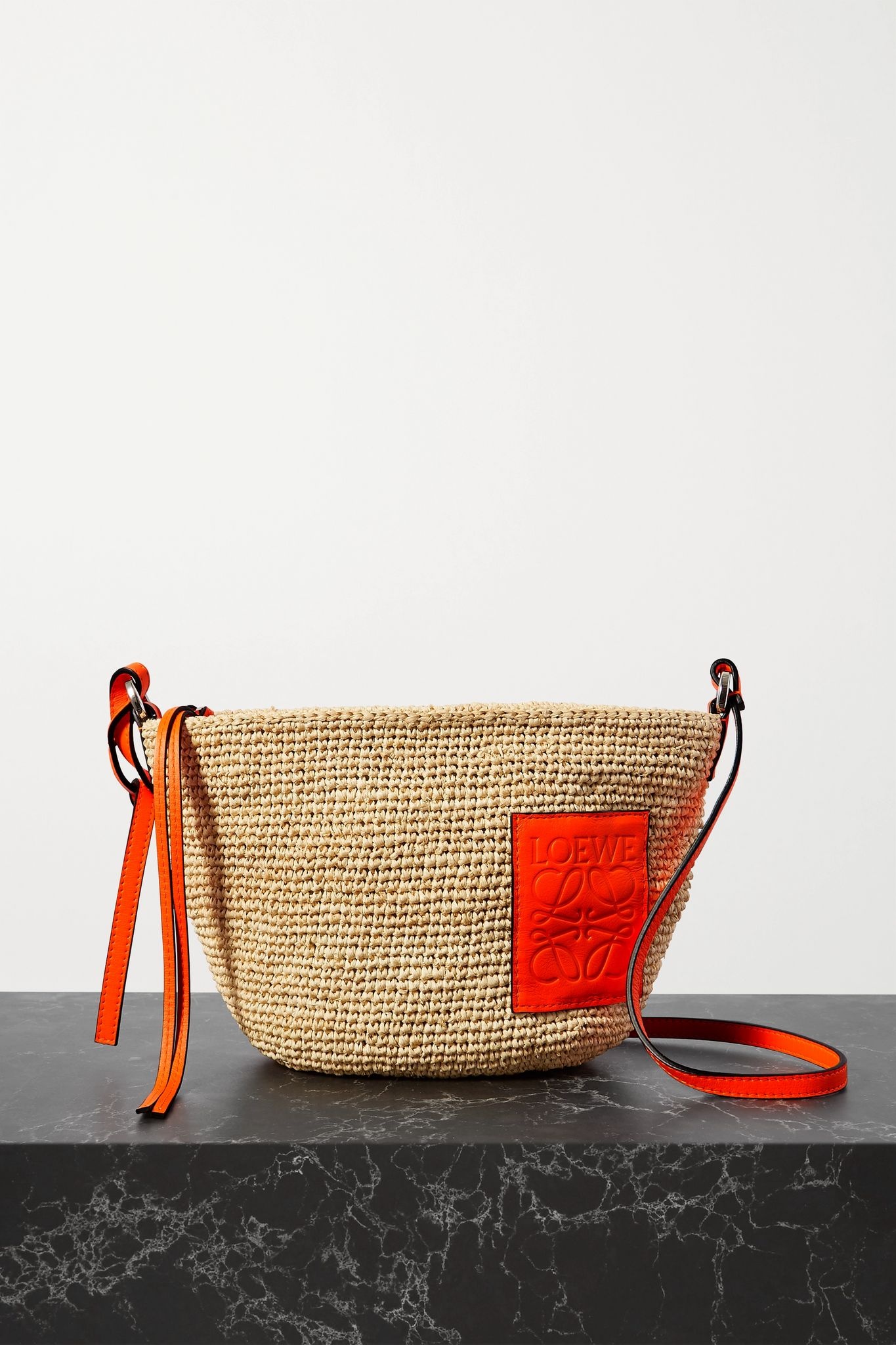 + Paula's Ibiza Pochette leather-trimmed woven raffia shoulder bag - 1