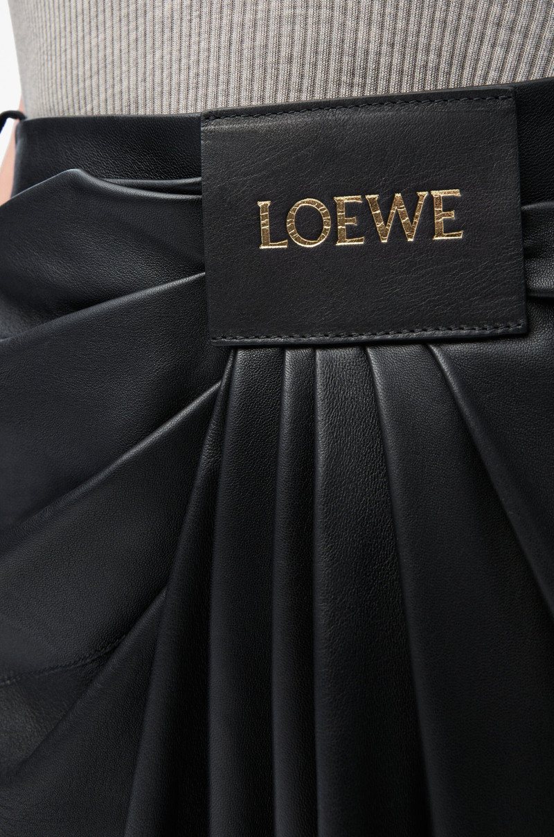 Cropped draped trousers in nappa lambskin 5