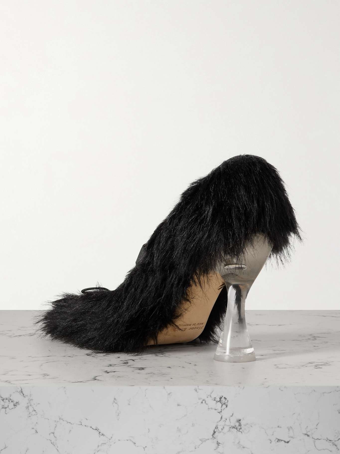 Bow-embellished faux-fur pumps - 3