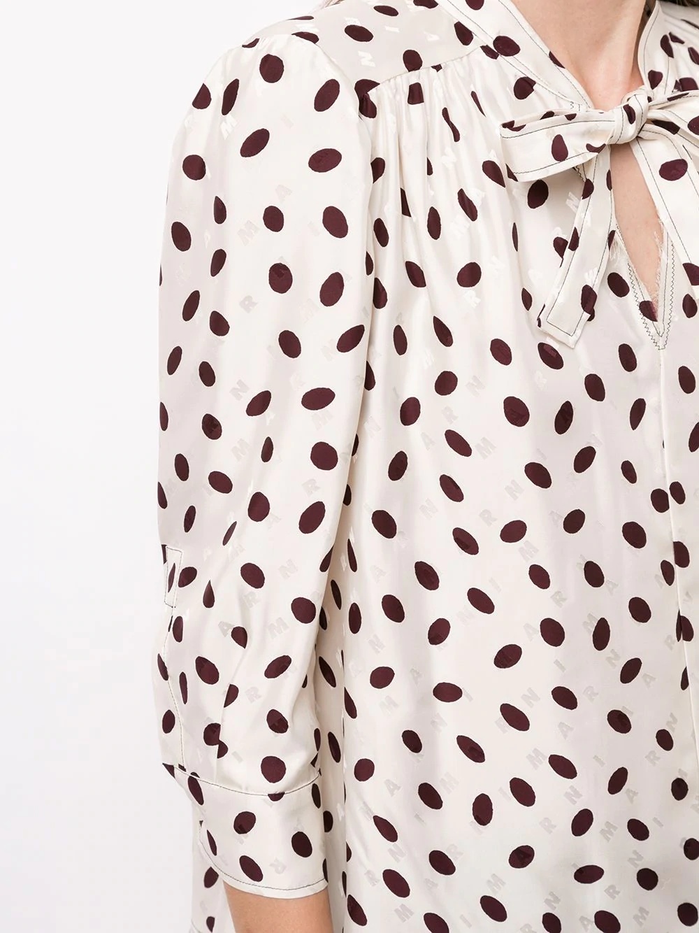 polka dot logo print blouse - 5